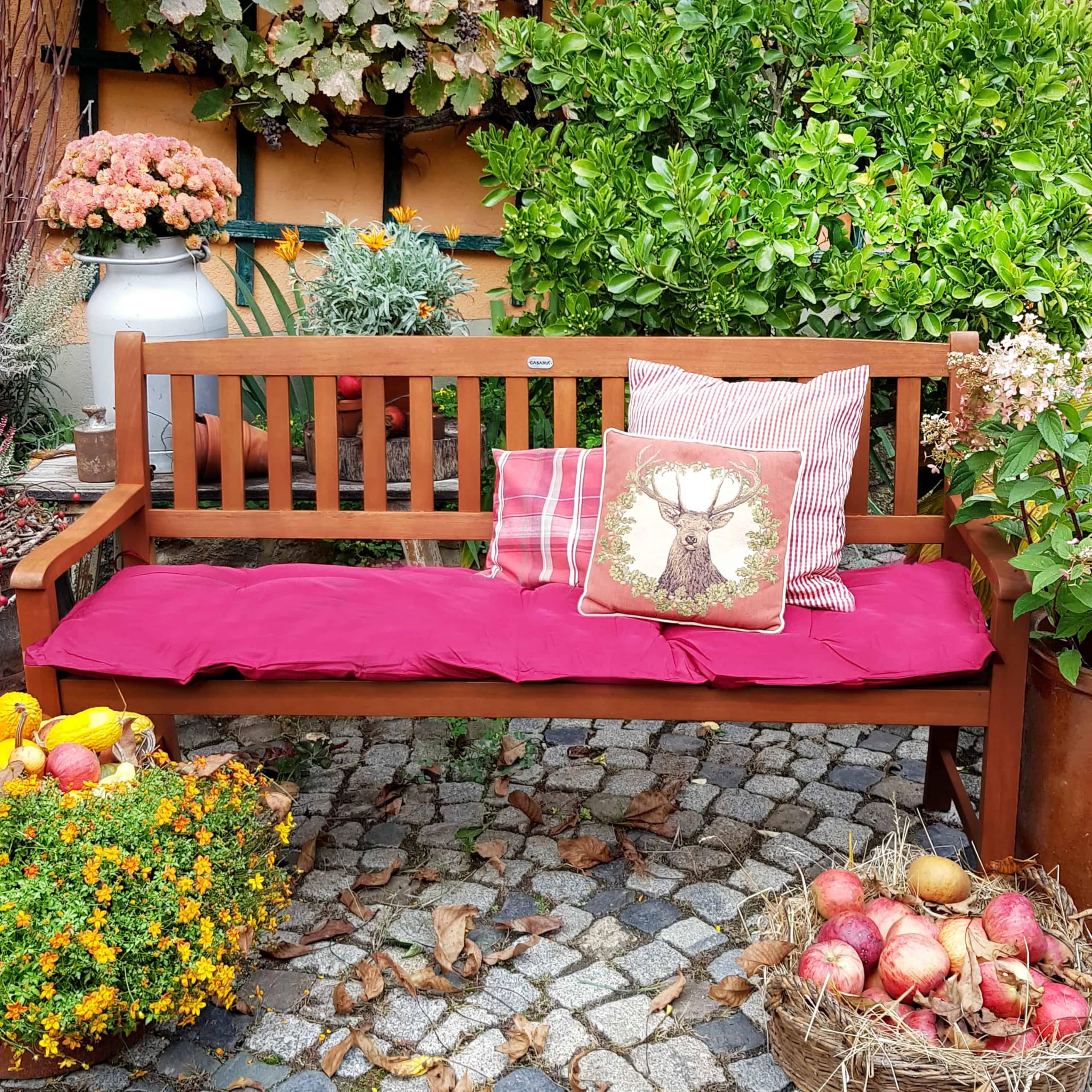 Casaria Banc de Jardin Maxima en Bois d'eucalyptus 152x55x90 cm Patio Siège terrasse Jardin Banc extérieur