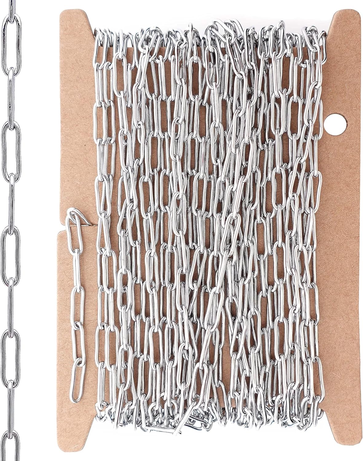 THREENEST 49-Feet Mix Size Width 2.5mm 3mm 4mm Stainless Steel Paperclip Chains, 18K Real Gold Plated, Soldered Cable Long Craft Chain for Necklace Bracelet Earring Jewelry Making (Mix 3 Size-15M)