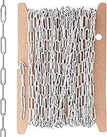 Vista 11 de THREENEST Cadenas de clip de papel de acero inoxidable de 16.4 pies de ancho y 2.5 mm, cadena larga soldada para collar, pulsera, aretes