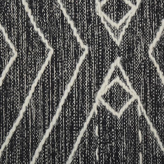 Beliani Modern Area Rug Cotton Wool Pattern Tassels 160 x 230 cm White Black Khenifra
