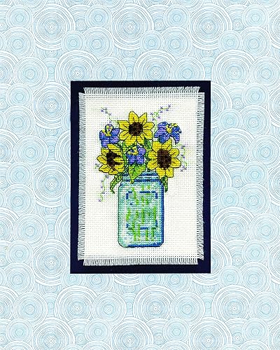 Design Works Crafts Tarro floral, kit de punto de cruz de 3 x 4.5 pulgadas, multicolor