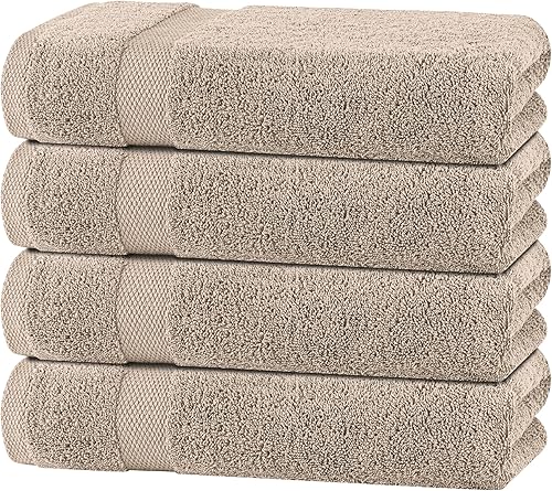 Miniatura 38 de White Classic Wealuxe - Juego de 4 toallas de baño grises, de algodón para cuerpo, para hotel, gimnasio, spa, toallas suaves, extra absorbentes