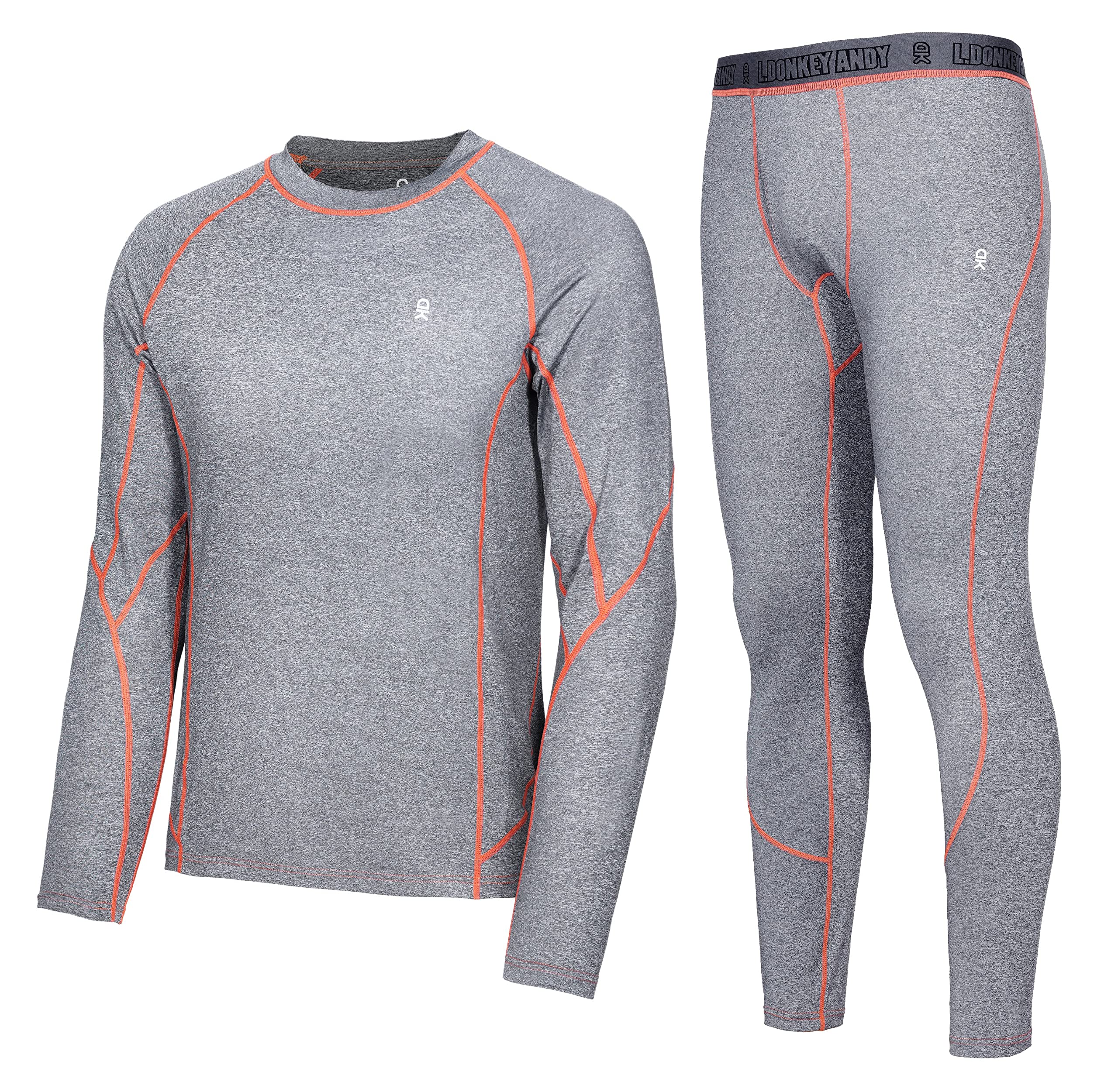Men's Thermal Underwear Set Performance Base Layer Wicking Active Long Johns Top & Bottom with Fly
