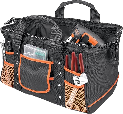 WORX WA0076 - Cassetta degli attrezzi in semplice nero con doppia maniglia, per riporre comodamente la borsa degli attrezzi senza attrezzi - 3
