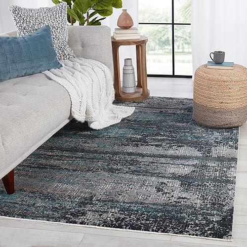 Miniatura 1 de Jaipur Living Vibe Aubra - Alfombra de área de 9 pies 6 pulgadas x 12 pies 7 pulgadas, verde azulado moderno para espacios interiores
