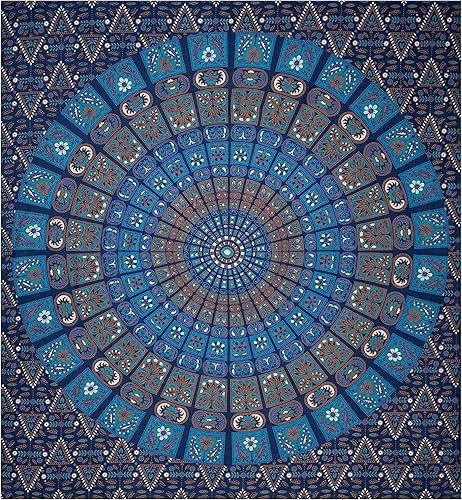 Miniatura 4 de Knighthood Tapiz de algodón tradicional indio hecho a mano, hippie, bohemio, psicodélico, diseño de mandala, para colgar en la pared, dormitorio