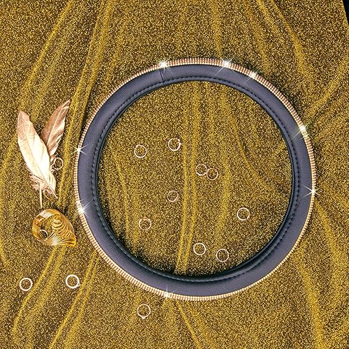 Miniatura 109 de CAR PASS - Funda de volante para mujer, de cuero, con diamantes brillantes de imitación, ajuste universal 14.5-15”, para automóvil, sedán, Diamante