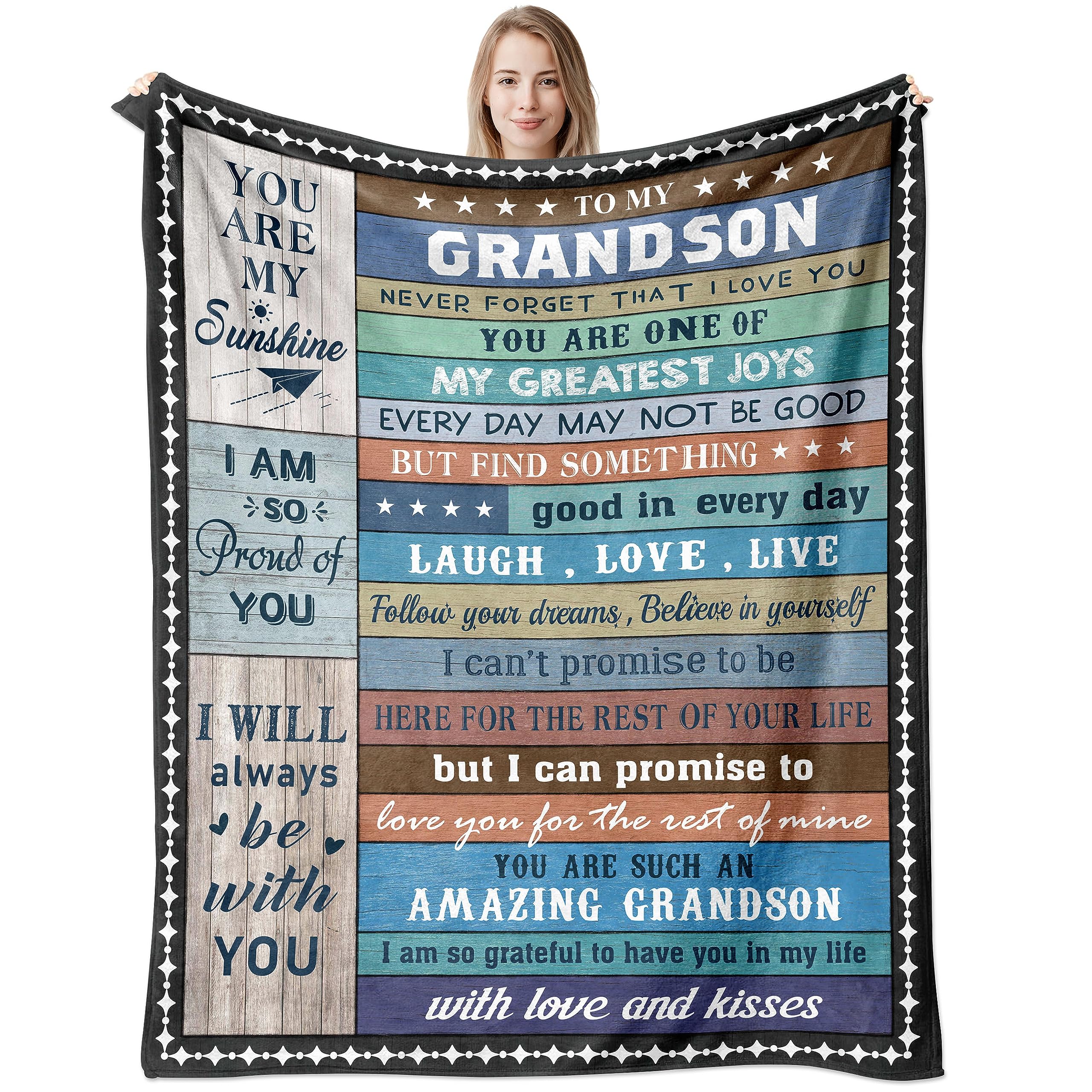 Paihvcn To My Grandson Grandson Birthday Gifts From Grandma, Birthday Gifts For Grandson, Grandson Gifts From Grandparents, Birthday, Grandson Graduation Gifts Throw Blankets 60X50 Inch