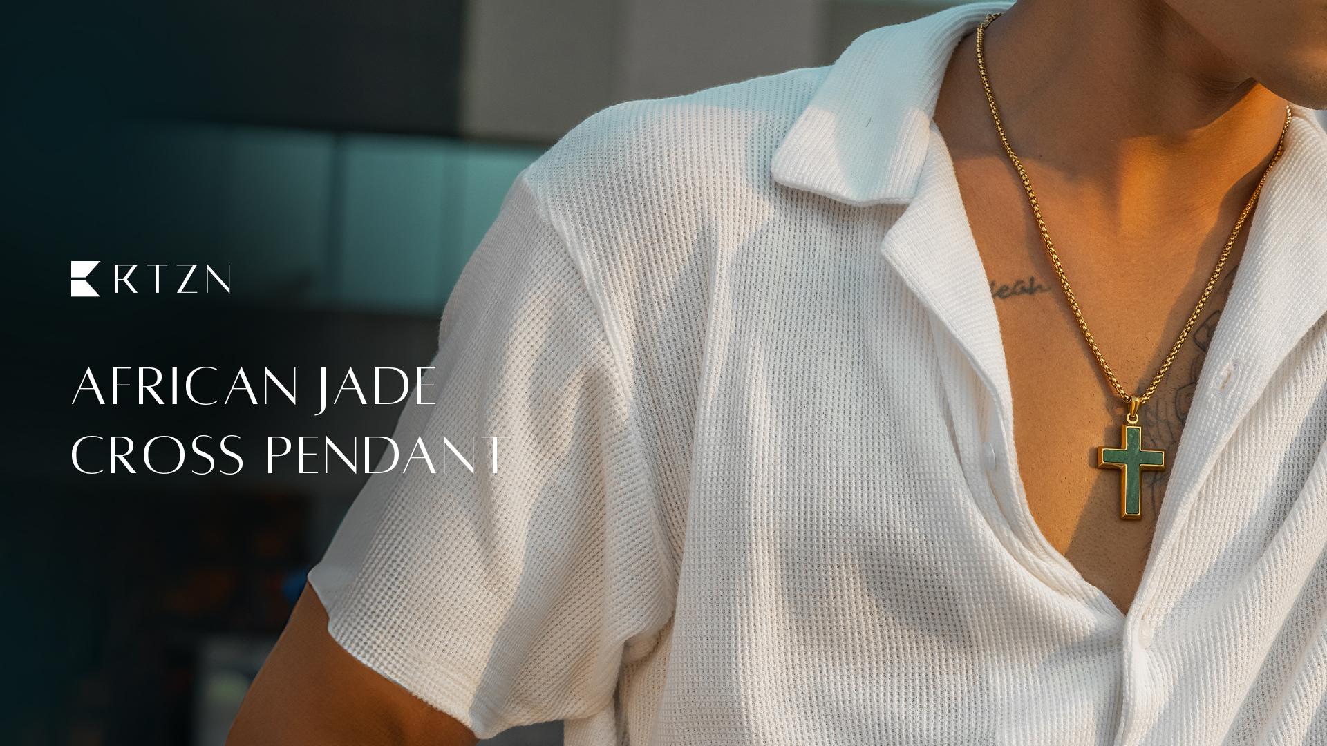 RTZN® Jade Cross Necklace for Men – Premium Mens Pendant Necklaces