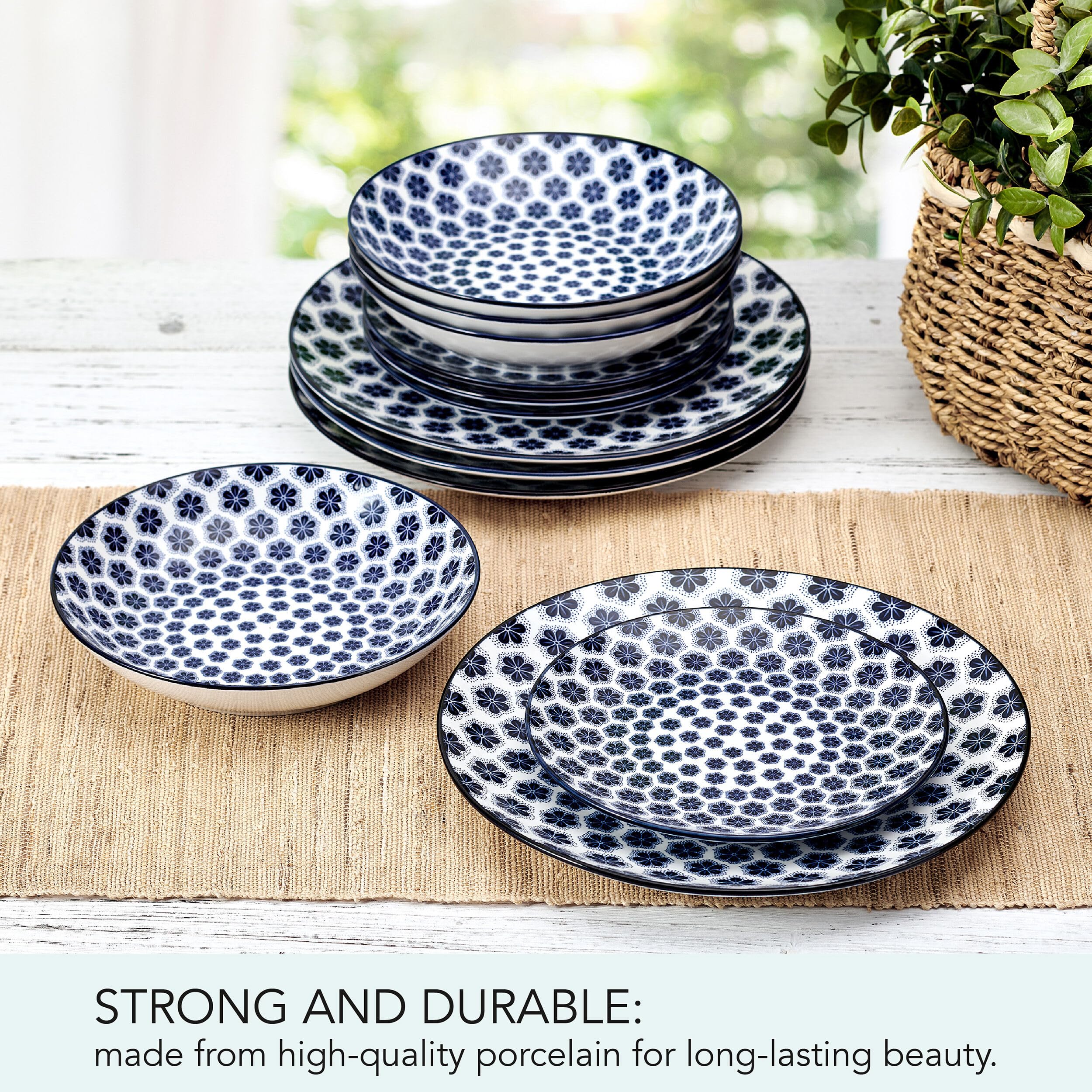 Pfaltzgraff Garden Blossom Geschirr-Set, 12-teilig – Blumiges Design, Service Für 4, Spülmaschinengeeignet