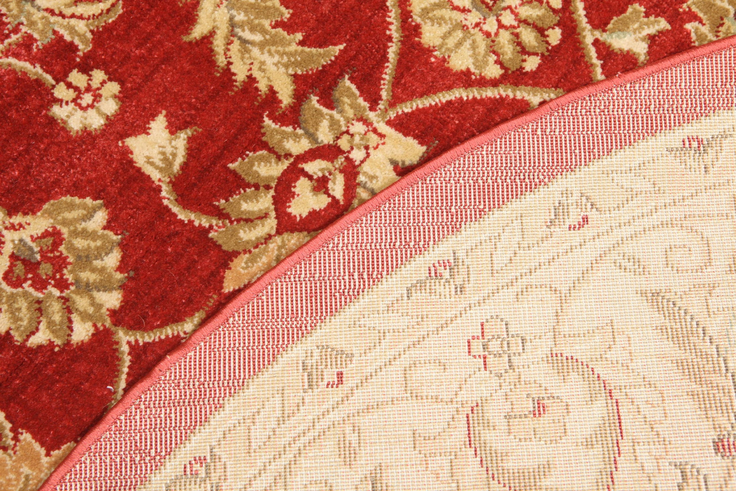 RugVista Ziegler Kaspin, Alfombra, Orientales, Ø 200 cm, Redondo, Pelo Medio, Sala de Estar, Comedor, Dormitorio, Cocina, Limpieza en seco, Oeko_Tex_100, Rojo