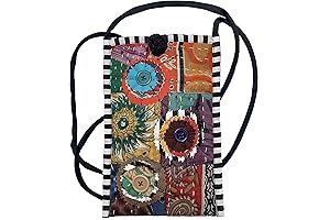 LRW DESIGNS Women's Handmade Recycled Quilted Crossbody Cell Phone Bag