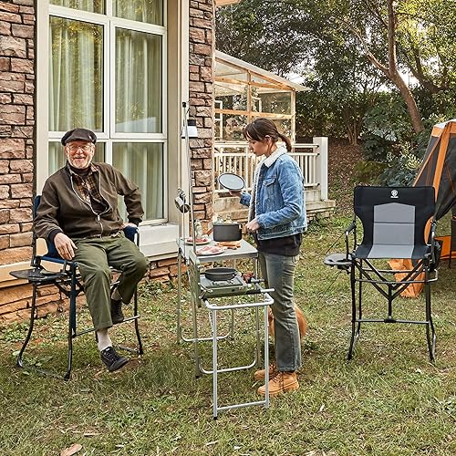 Miniatura 2 de EVER ADVANCED Silla de camping plegable portátil de 30.7 pulgadas de altura de asiento, silla de directores, taburete de bar plegable alto con mesa