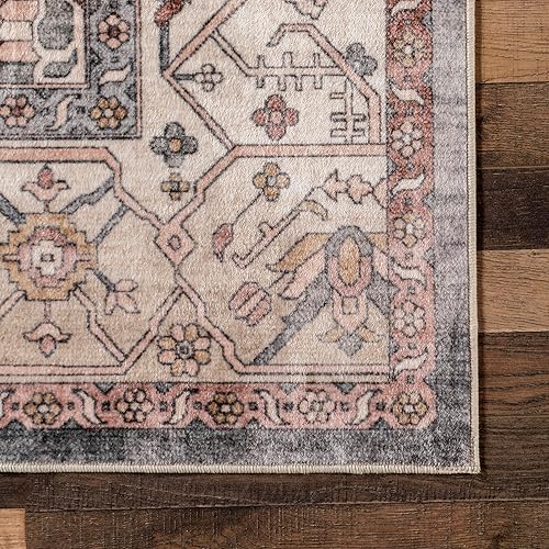 Miniatura 4 de nuLOOM Jenise - Alfombra tradicional lavable a máquina, 4 x 6 pies, color beige