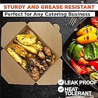 Vista 4 de Fit Meal Prep Cajas To Go de 48 onzas, recipientes de papel para llevar, cajas de comida desechables para almuerzo, aptas para microondas