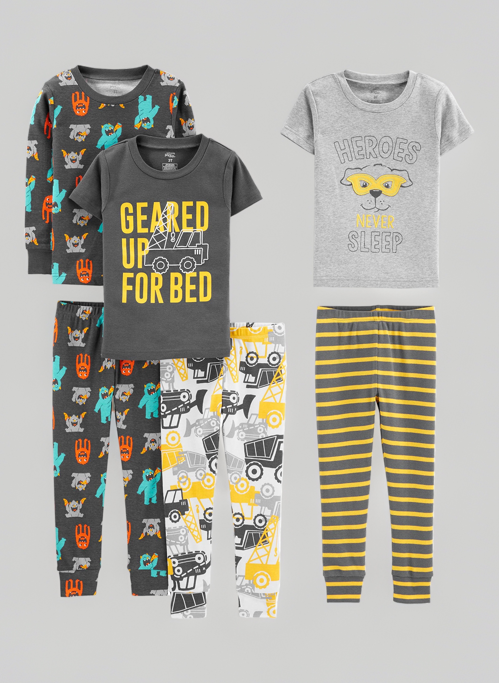 Simple Joys by Carter's Boy's 6-piece Snug Fit Cotton Pajama Set Pajama Set (pack of 3)