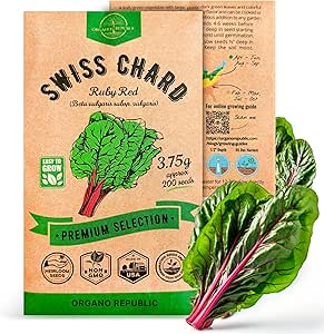 Amazon.com : Swiss Chard Ruby Red Seeds Pack 3.75G - Over 200 Non-GMO ...