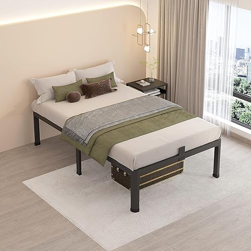 Miniatura 6 de MAF Marco de cama individual XL de 18 pulgadas con patas de esquina redondas, tapón deslizante de colchón, no necesita somier, plataforma de metal