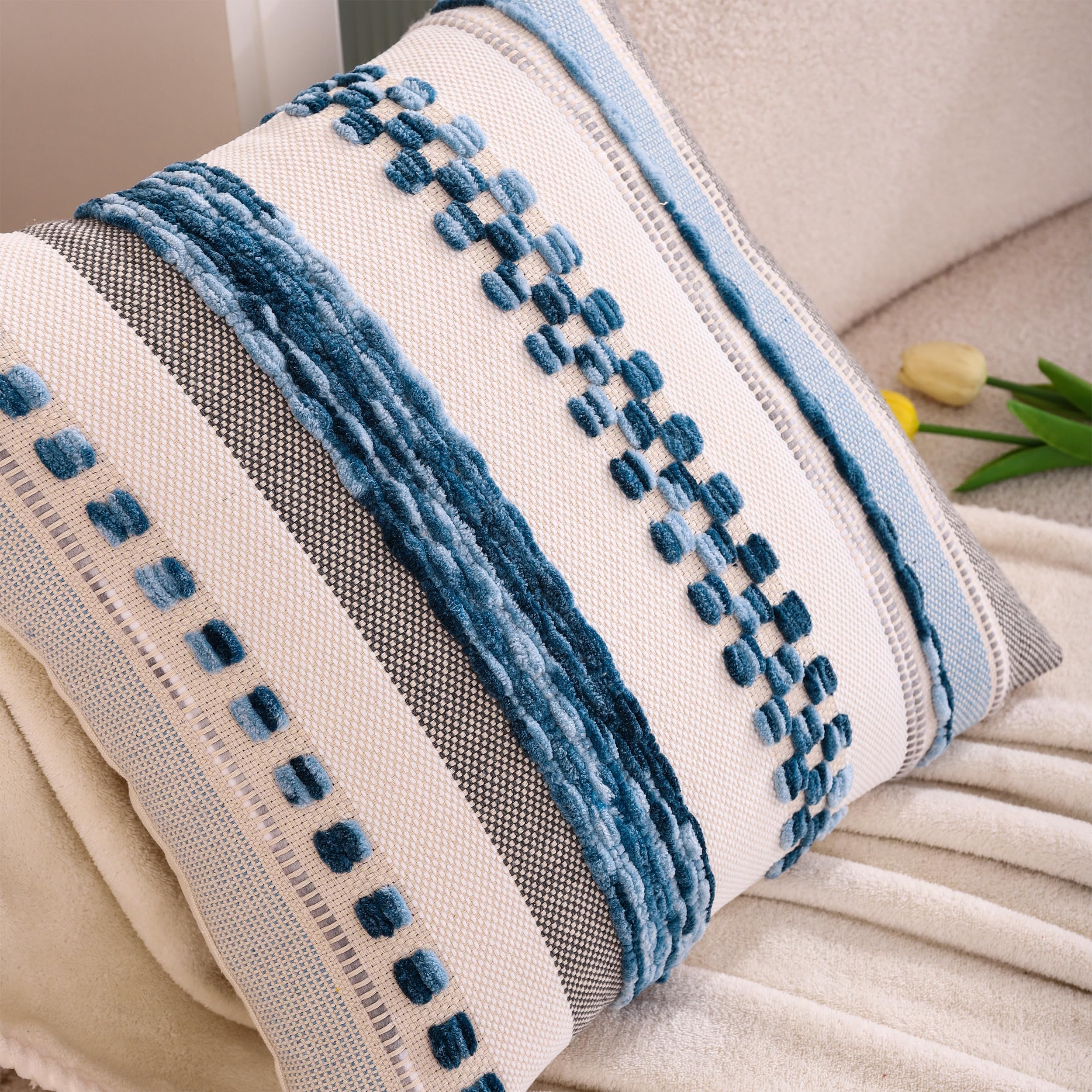 NATURE4U 2 federe per cuscini in cotone intrecciato a mano, per