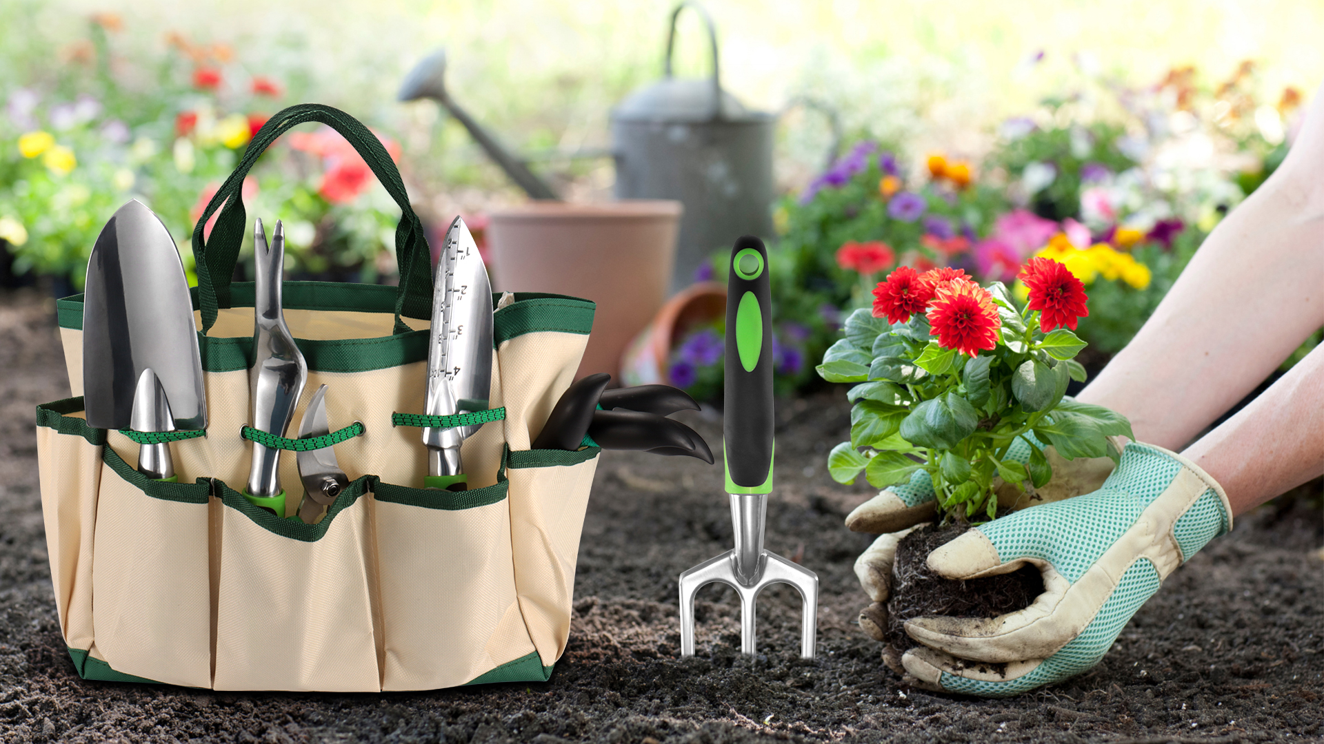 Set de herramientas de jardinería 19 piezas acero inoxidable miniatura 7