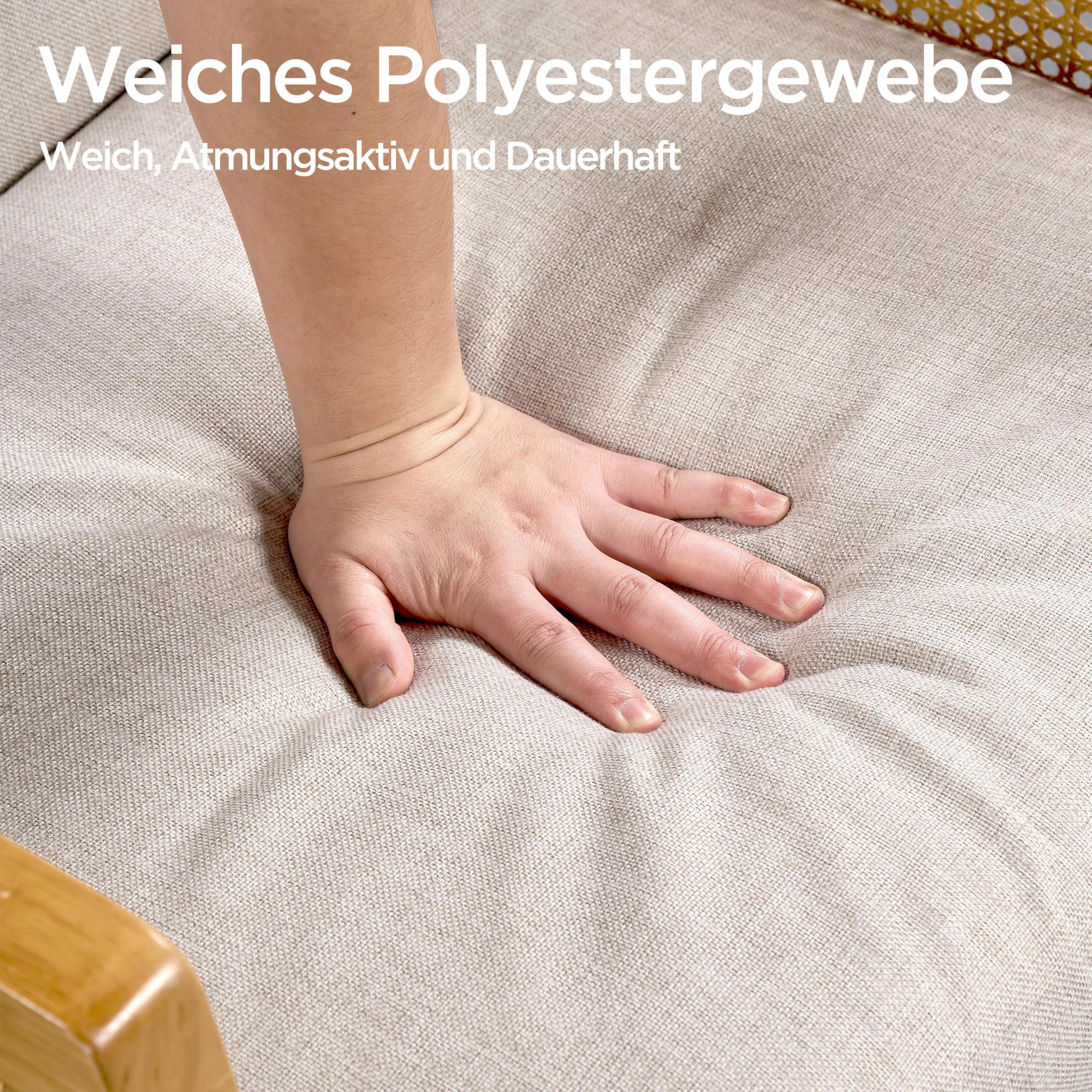 Yaheetech Armlehnensessel Loungesessel mit Polsterung bequemer Polstersessel mit Armlehnen aus Rattan Einzelsofa für Wohnzimmer/Empfangsraum/Leseecke