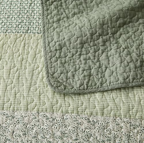 Vista 12 de Chezmoi Collection Samuel Juego de colcha con relleno de cuadros gris pardo, blanco y azul marino, 3 piezas, retales, algodón prelavado, ligero