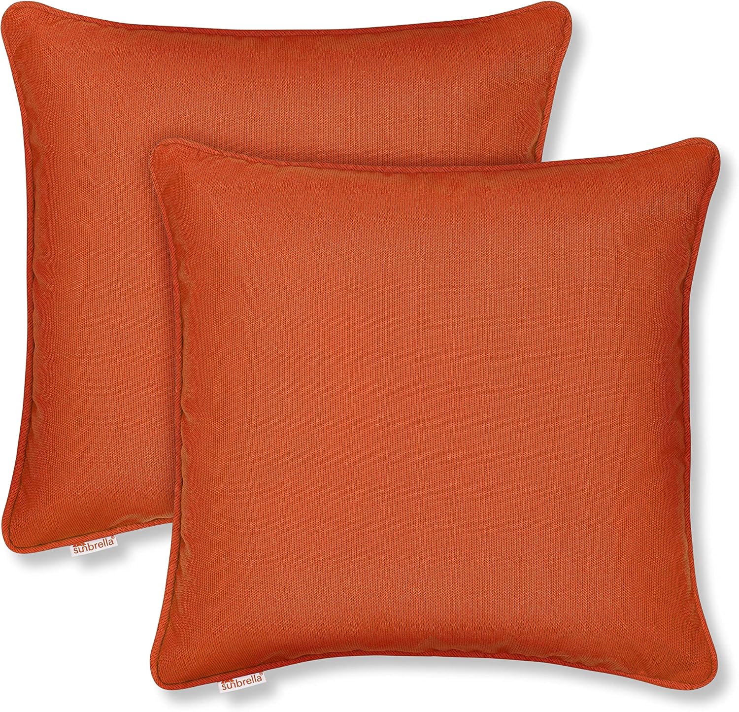Sunbrella Corded-Edge Indoor/Outdoor Pillow Covers, Decorative Throw Pillow Covers for Your Living Room and Bed, Sunbrella Acrylic Fabric (Set of 2, Cayenne, 20x20)