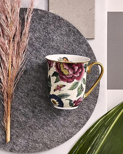 Miniatura 4 de Spode Creatures of Curiosity Collection - Taza de café floral crema, 12 onzas, borde dorado y asa, hecha de porcelana fina, tazas para café, taza de