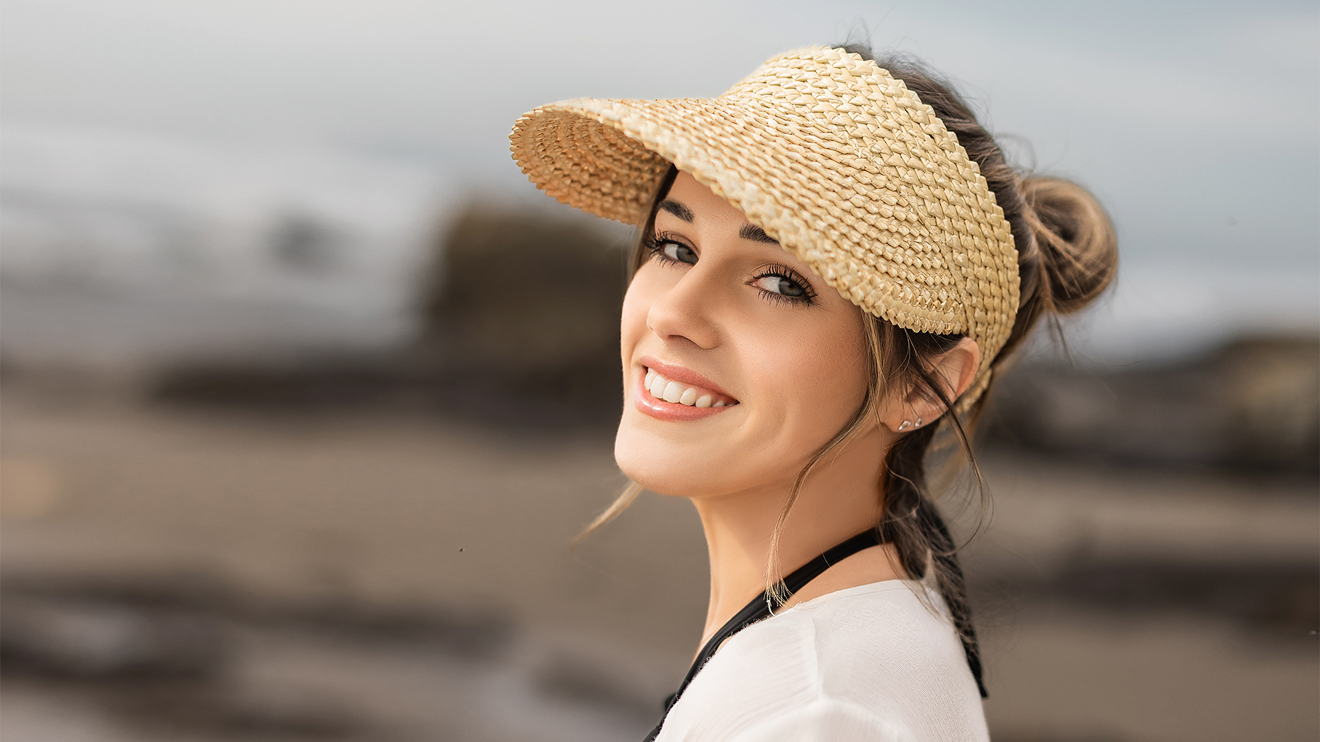 Visera de Sol de Paja para Mujer Plegable Protección UV miniatura 7