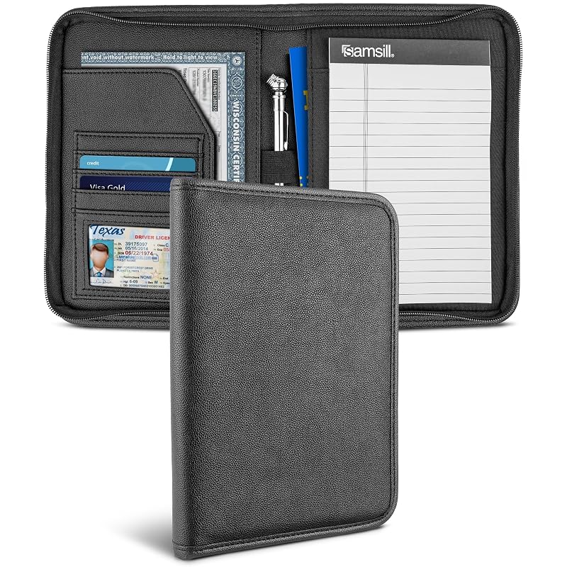 Organizador de Documentos para Porta-Luvas Samsill com 7 Bolsos, Fechamento com Zíper, Preto