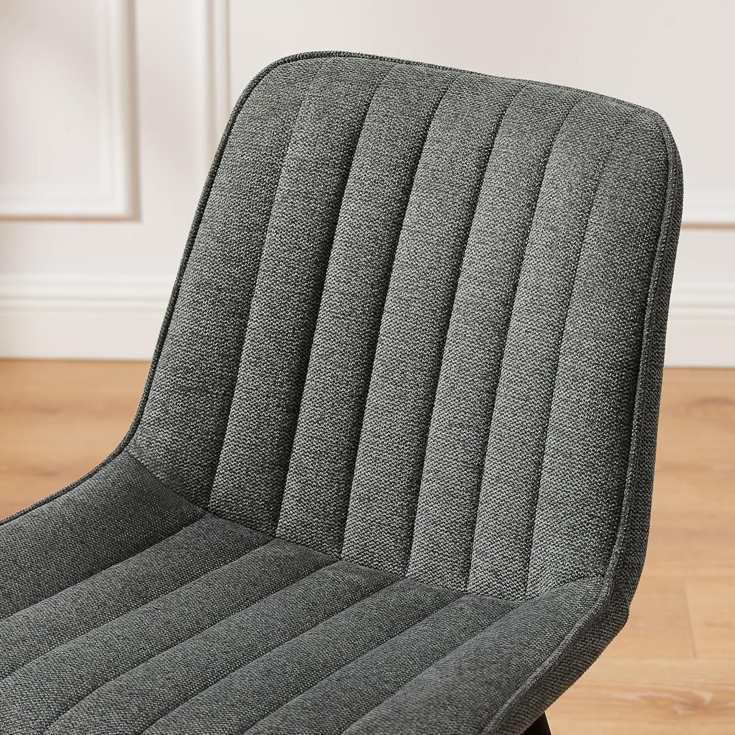 Art Leon Dining Chairs Set of 4, Mid Century Modern Swivel Dining Room Chairs, Fabric Upholstered Armless Side Chairs with Wood Legs for Kitchen Living Room Bedroom, Dark Gray