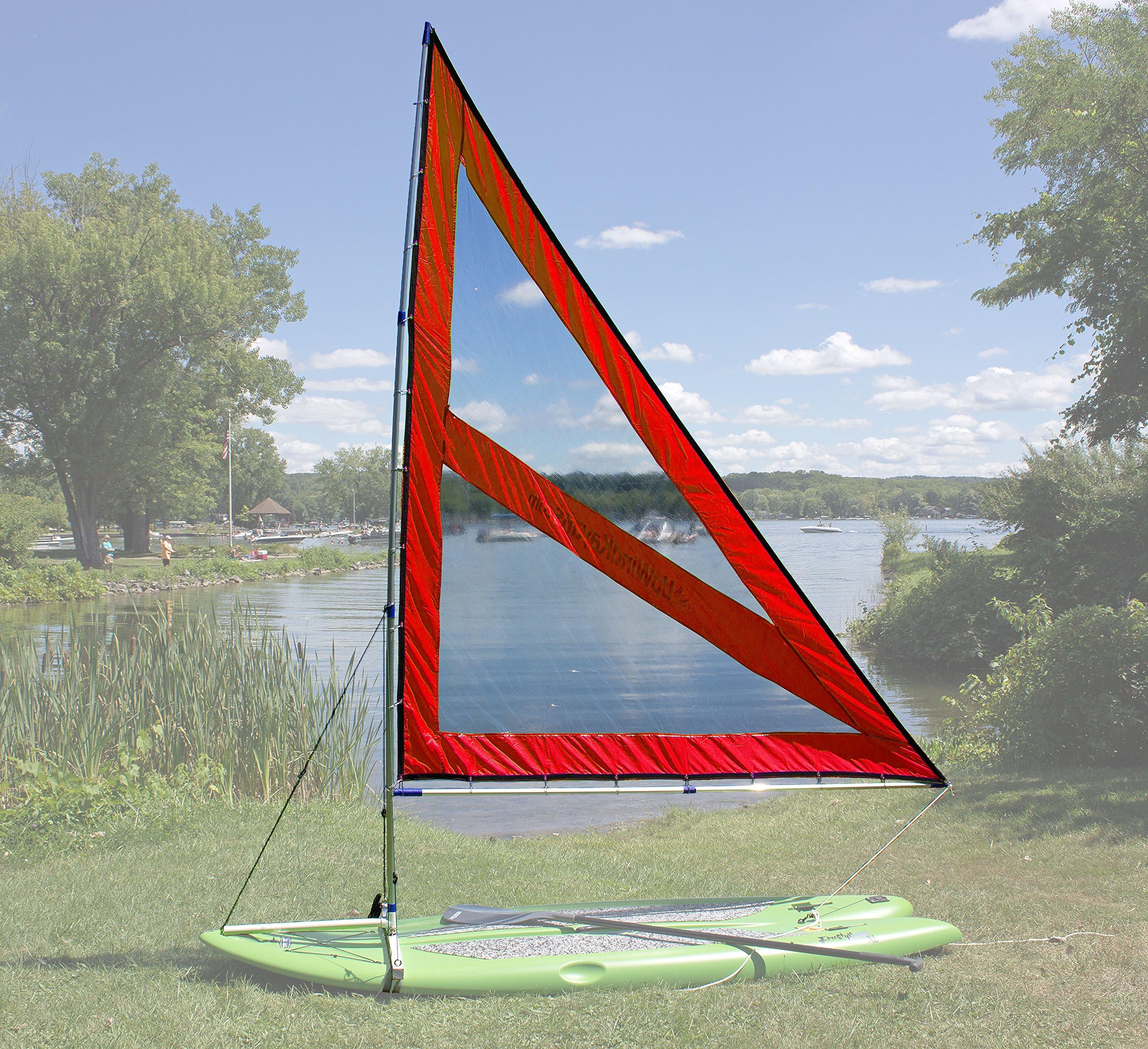NEW! Spirit Large Paddle Board Sail Kit (Red) with Telescoping Mast and Boom - Compact, Portable, Easy to set up design!