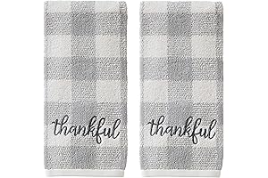 SKL Home by Saturday Knight Ltd. Thankful Plaid Hand Towel 2-Pack, Thanksgiving Grey