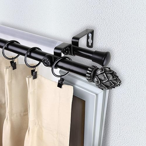 Miniatura 8 de Rod Desyne Bud - Barra de cortina doble, 120 x 170 pulgadas, níquel satinado