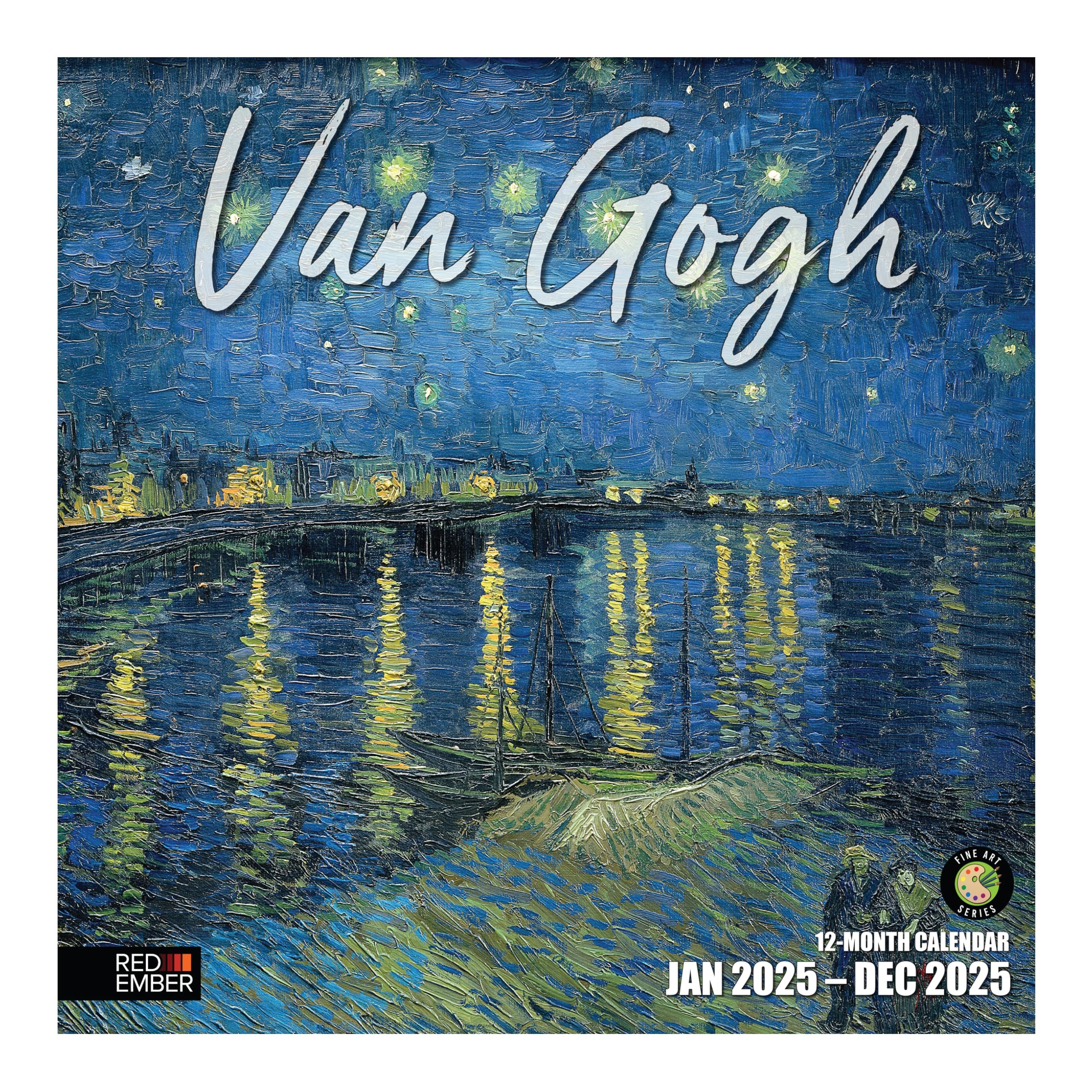 RED EMBER Vincent van Gogh 2025 Wall Calendar 12 Month | 12" x 24" Open | Thick & Sturdy Paper | Giftable | Calendar 2025