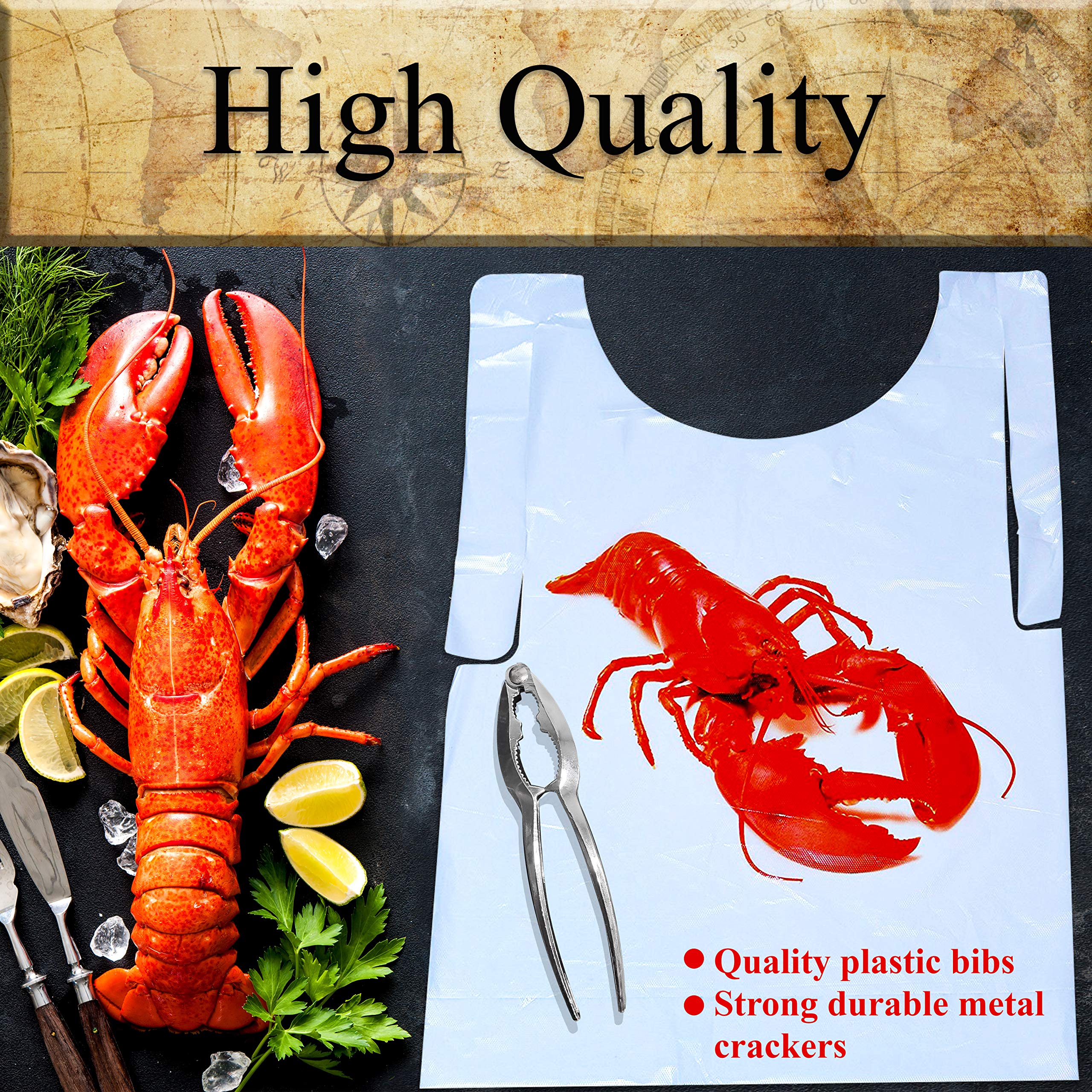 Amazon | ロブスタークラッカーツールとビブセット、シーフード