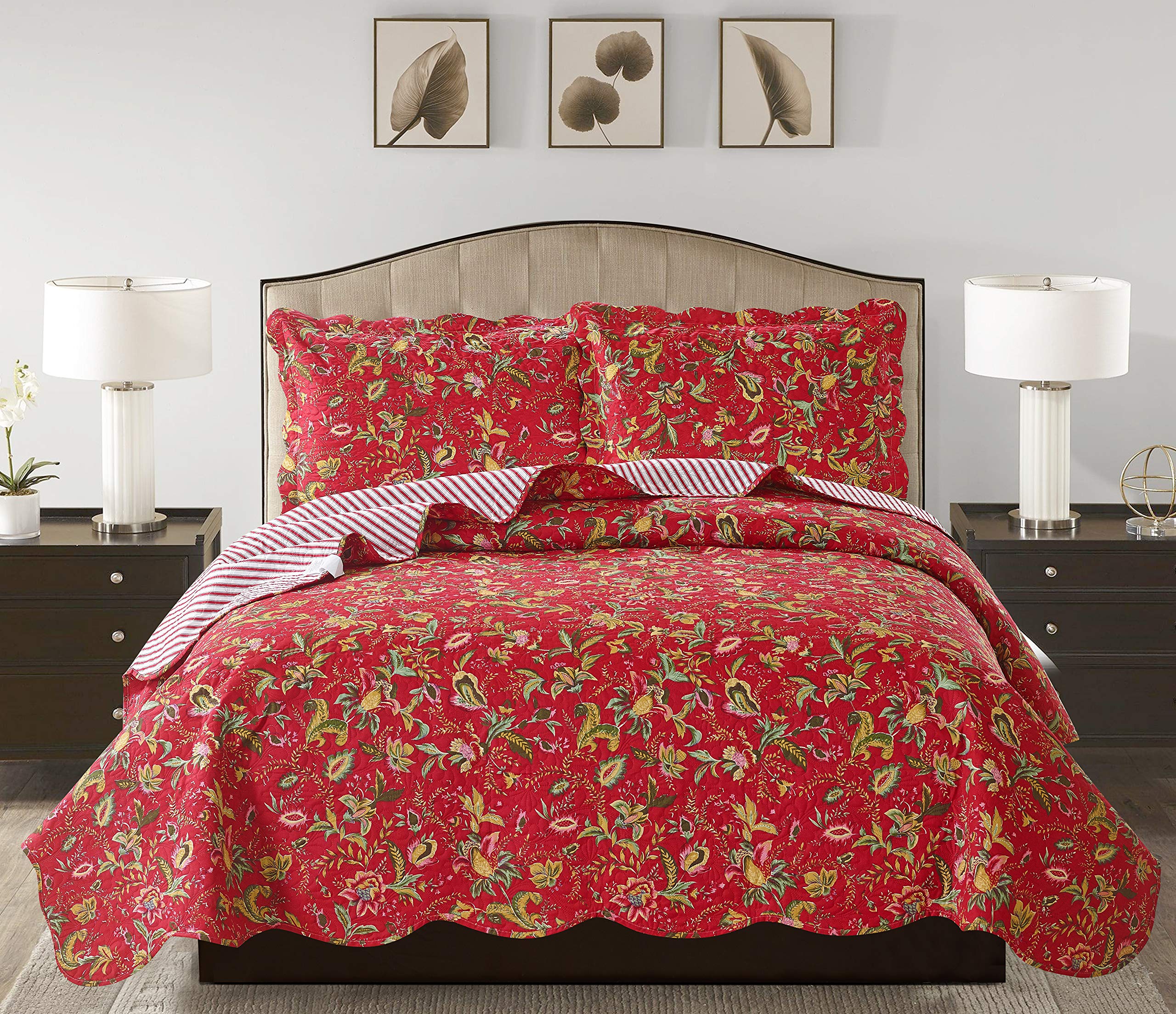 Glory Home DesignJFQ86RD Reversible Quilt Set, Full/Queen, Red
