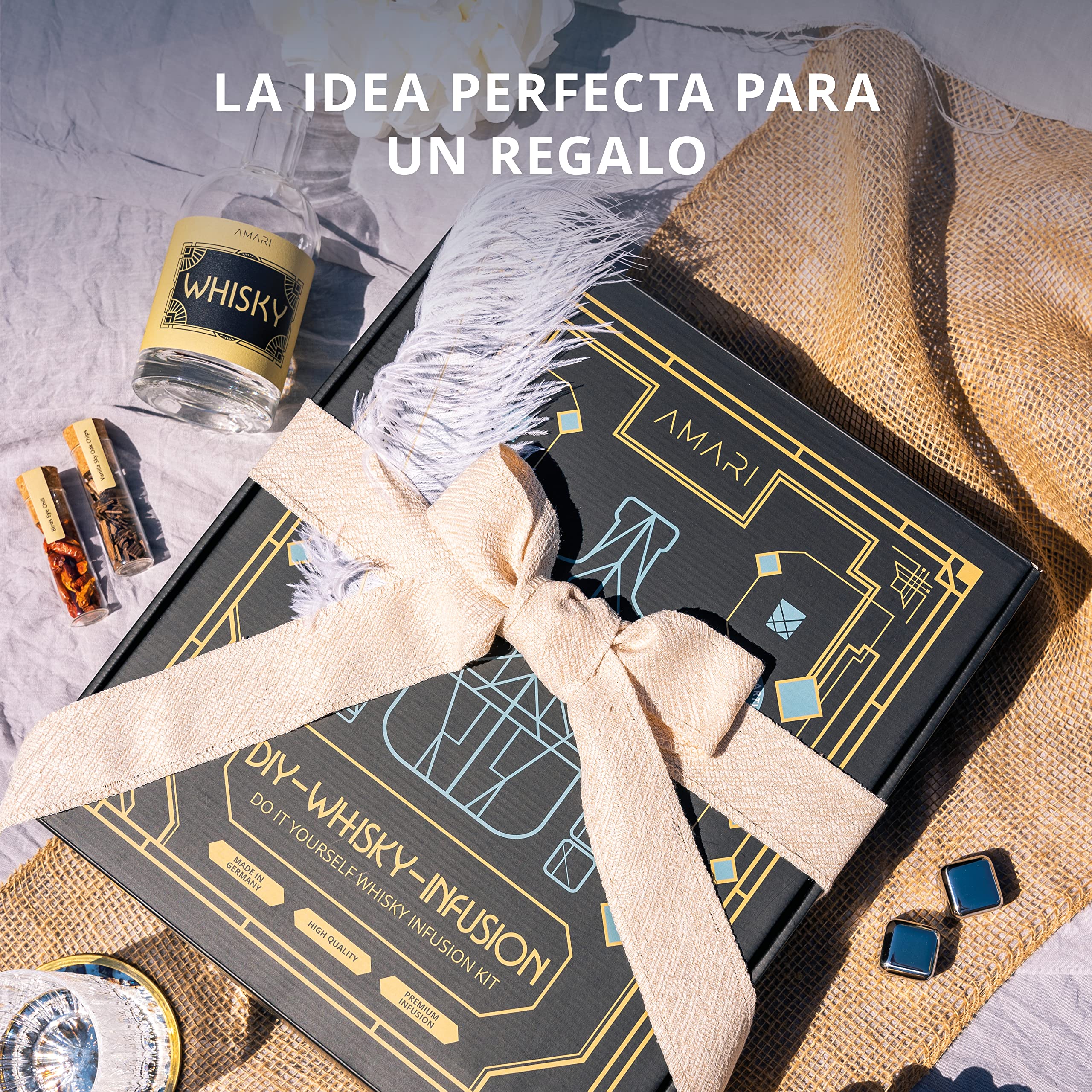 AMARI ® Whisky Set DIY, Caja Regalo Incl. Accesorios para Cata, Regalos Hombre y Mujer