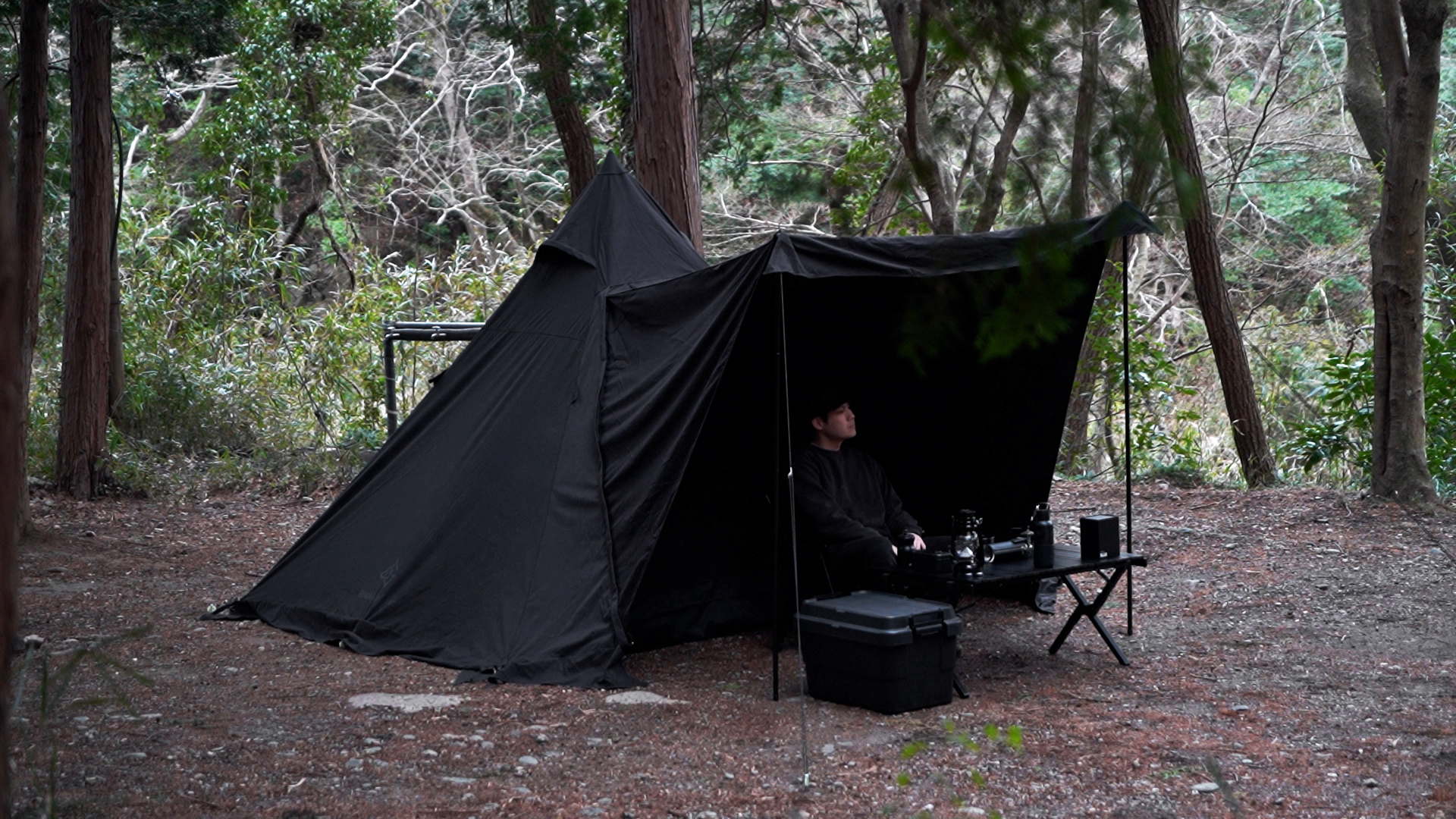値下げ！人気のブラックテント ほぼ新品 Amazon | BlackishGear ワンポールテント TC ポリコットン ブラック