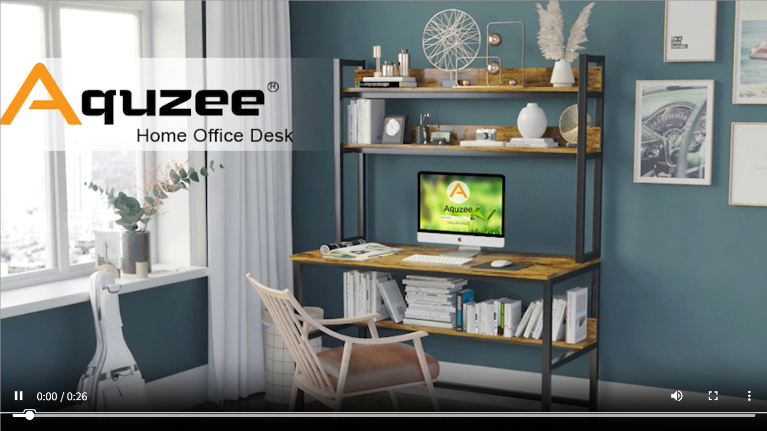 Amazon | Aquzee 棚付きデスク、幅120cm x 奥行き60cmのパソコンデスク