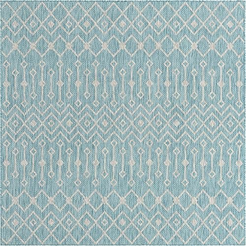 Vista 752 de Unique Loom Alfombra Colección enrejado Marroquí Celosía Transicional Interior y Exterior, Polipropileno Gris carbón/natural