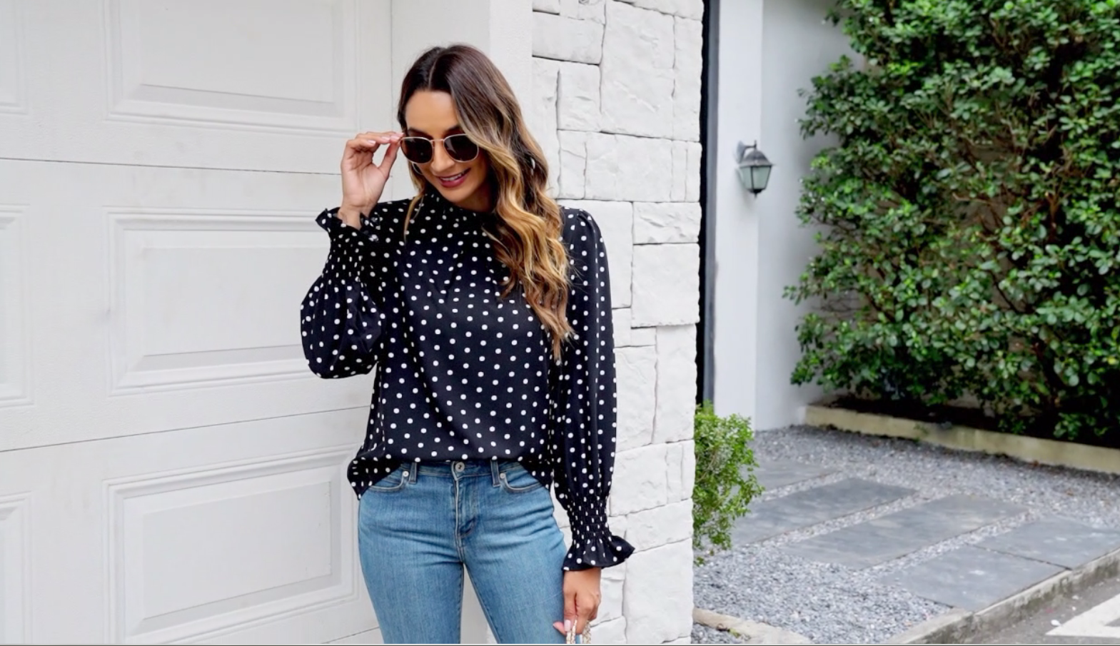 ZOOMOON Women's Polka Dots Blouse Puff Ruffle Long Sleeve