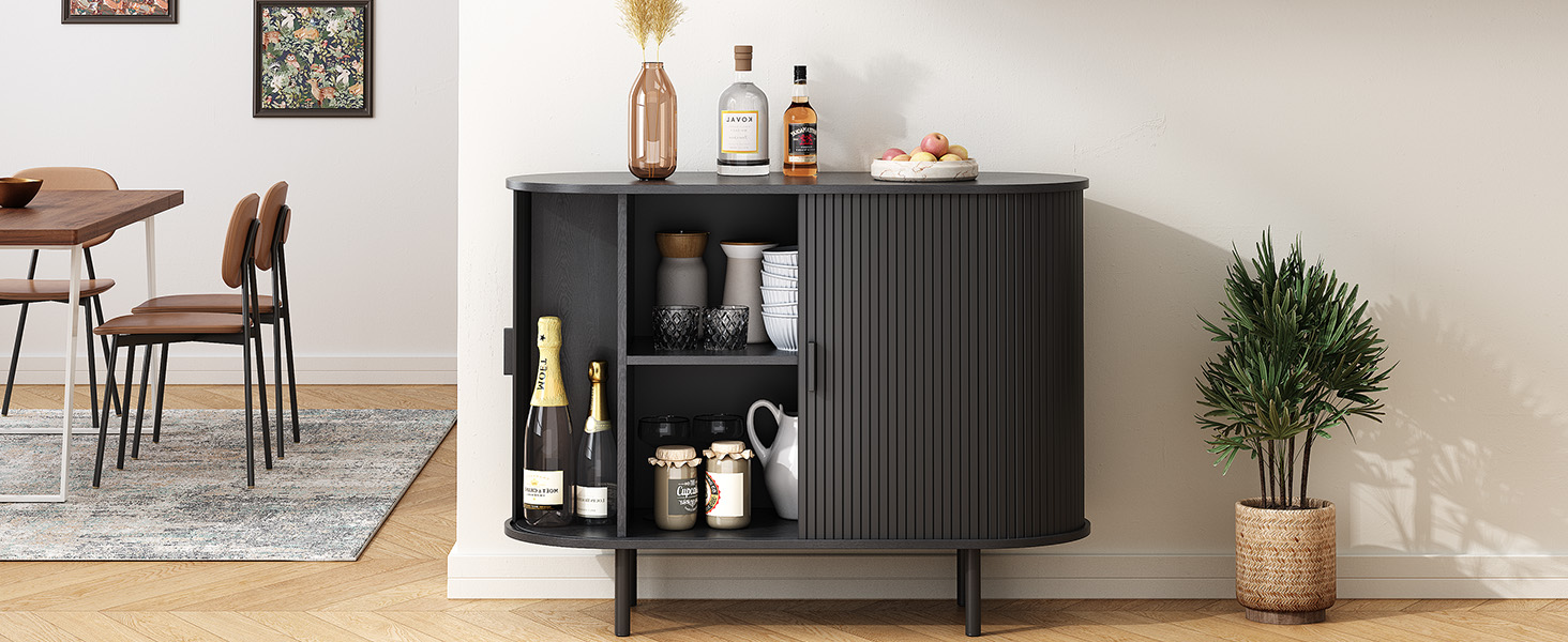 Black Buffet Cabinet Holzart 49\\\, image size:1464x600