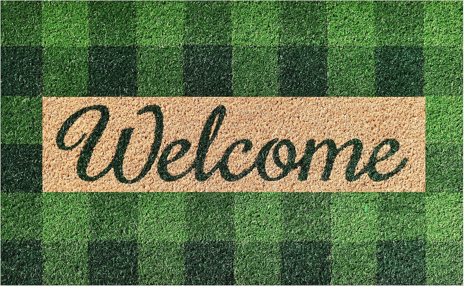 Calloway Mills Pretty in Plaid Doormat, 17" x 29", Green/Natural