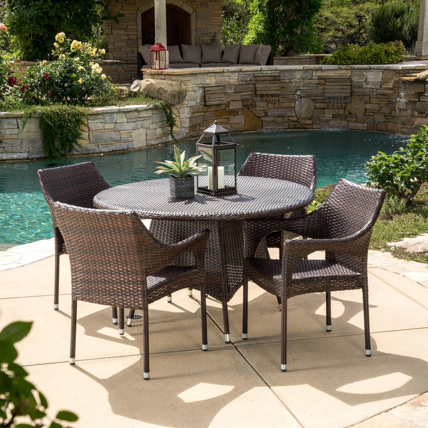 Christopher Knight Home Lorelai Outdoor Wicker Dining Set