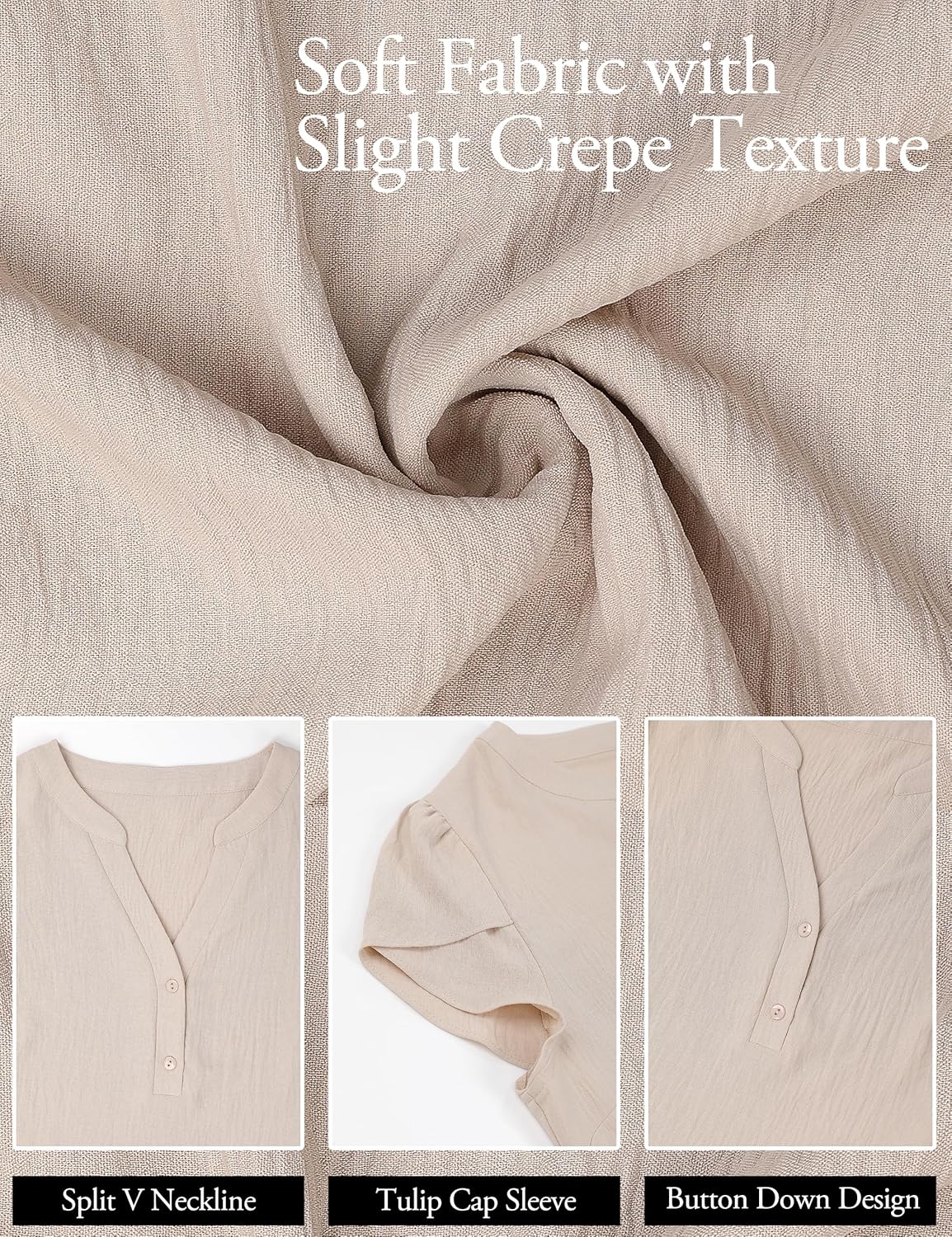 Blooming Jelly Women's Dressy Casual Tops Business Work Blouses White Button Down Shirts Cap Sleeve V Neck Tshirt - Image 5