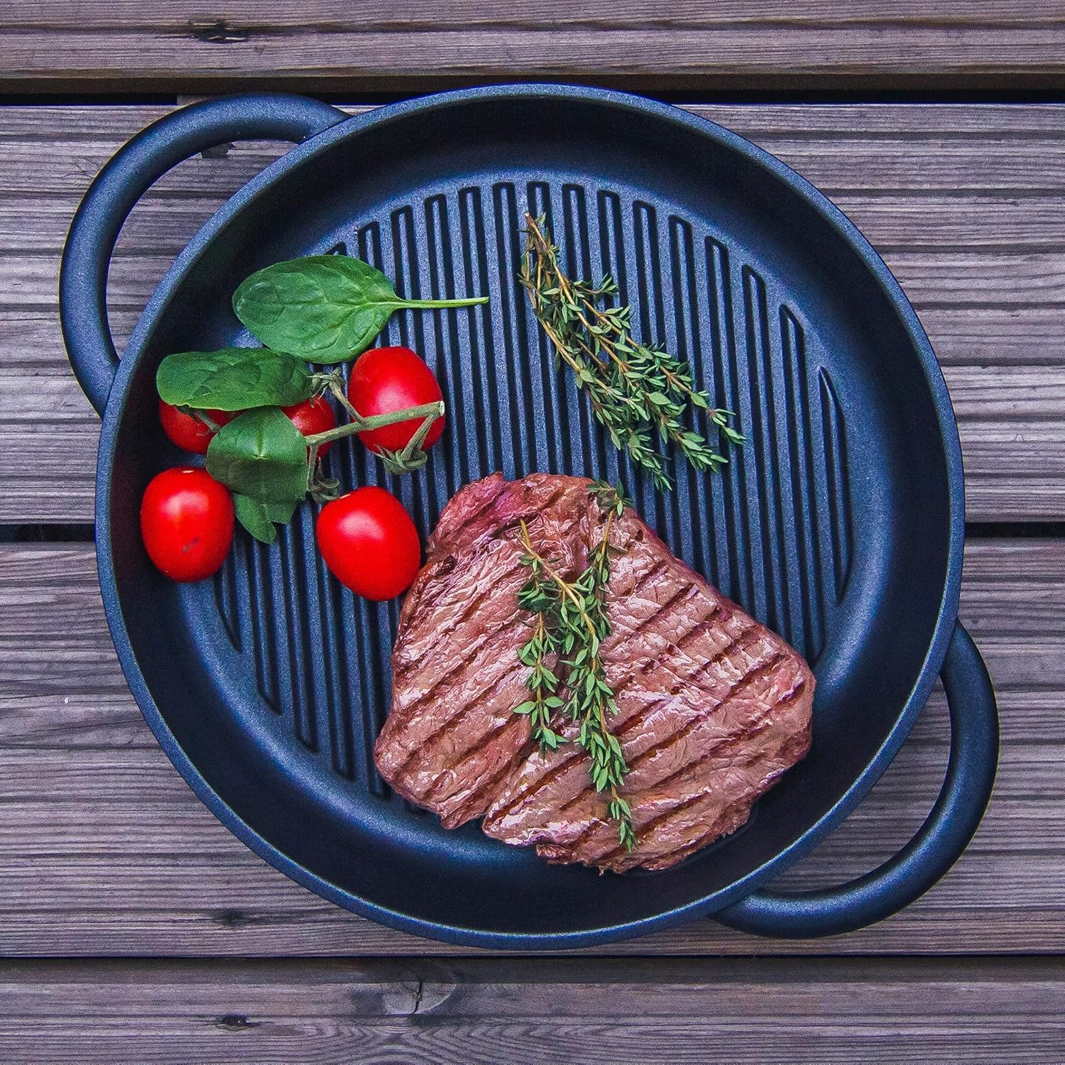 Jean Patrique The Whatever Pan - Cast Aluminium Griddle Pan with Glass Lid | 10.6" Diameter, Induction Compatible, Non-Stick : Home & Kitchen