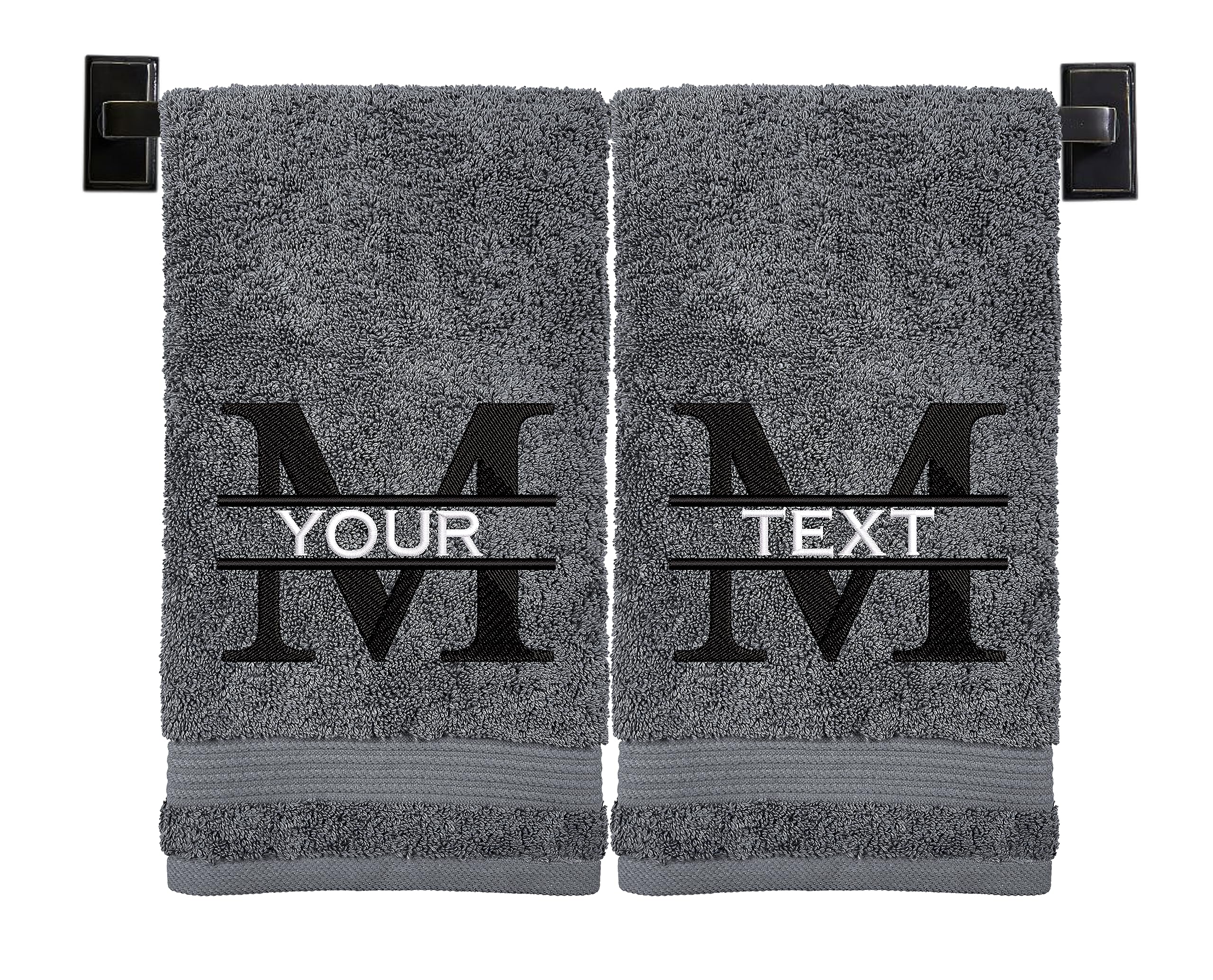 Custom Luxury Towels Personalized Hand Towels | Set of 2 | Choose from 12 Fonts | Genuine Turkish Cotton | Oeko-Tex Certified | Personalized Towels |