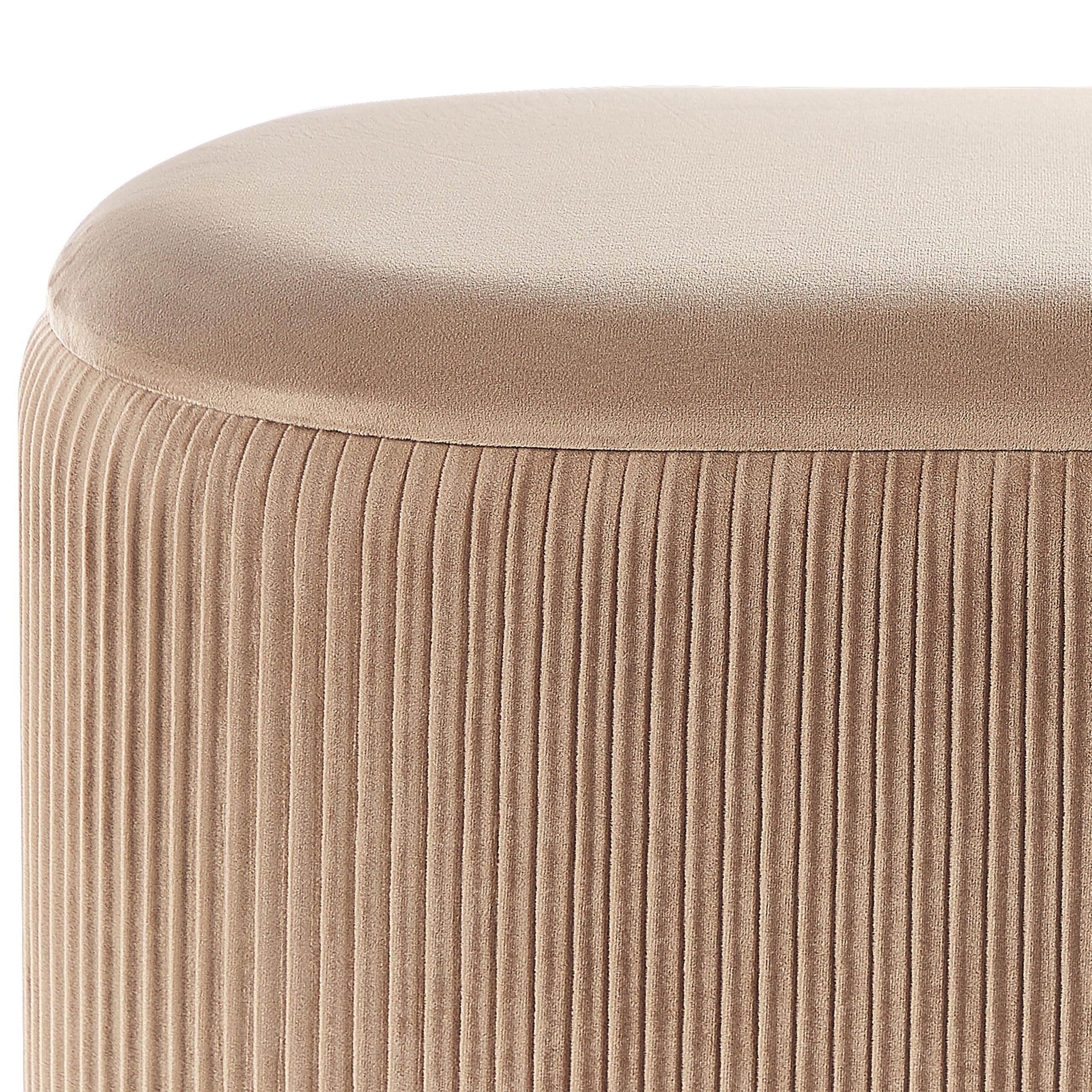 Beliani Puf de Terciopelo Beige almacenaje reposapiés Glamour Sala de Estar Dormitorio Richland