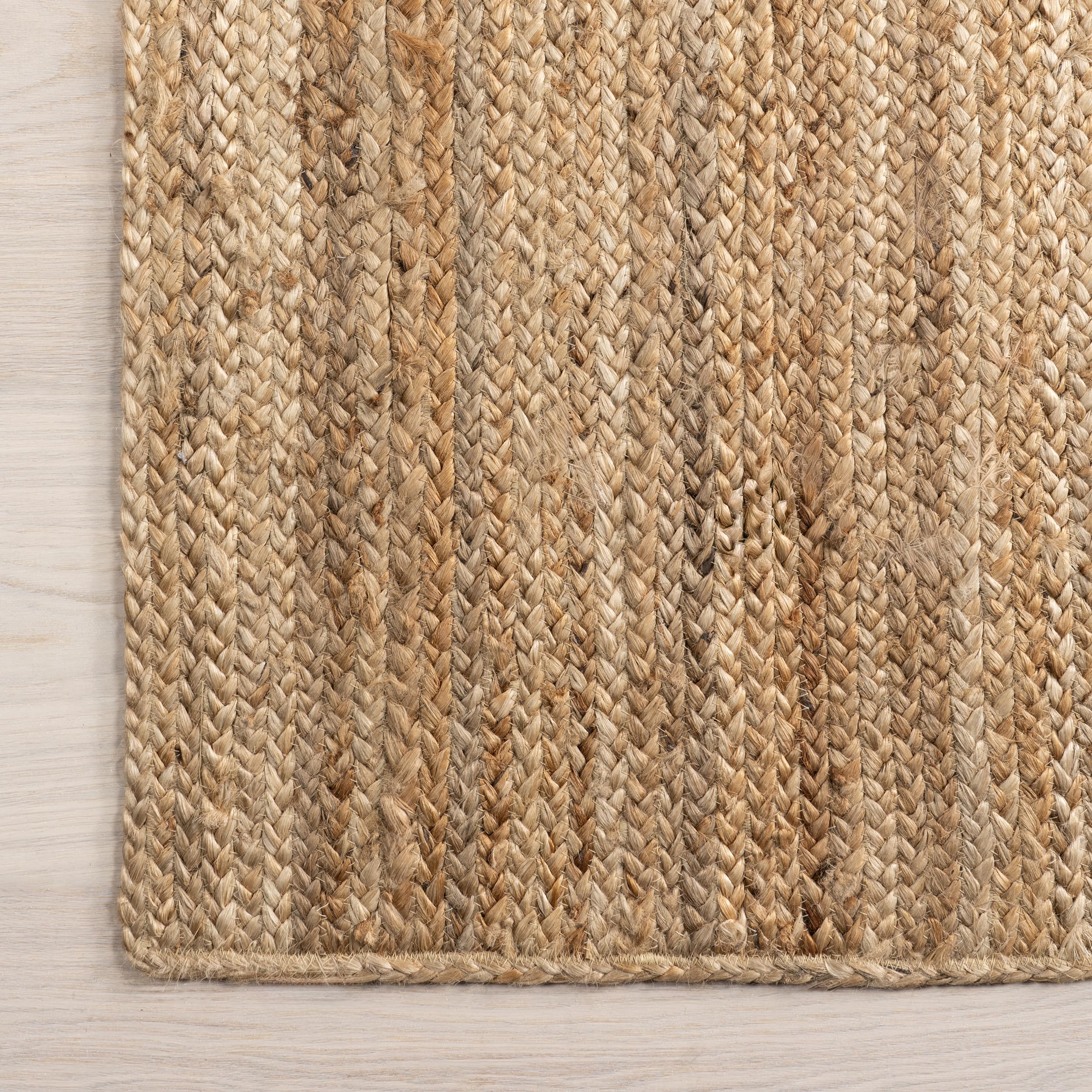 Nuloom Tappeto in Iuta Rigo Intrecciato a Mano, Juta, Naturale, 120 cm Round